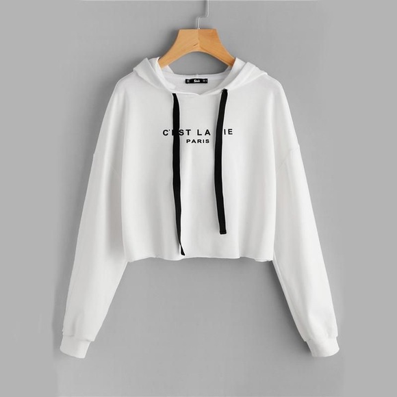 SHEIN Tops - C’est La Vie Paris Cropped Sweatshirt Size Small